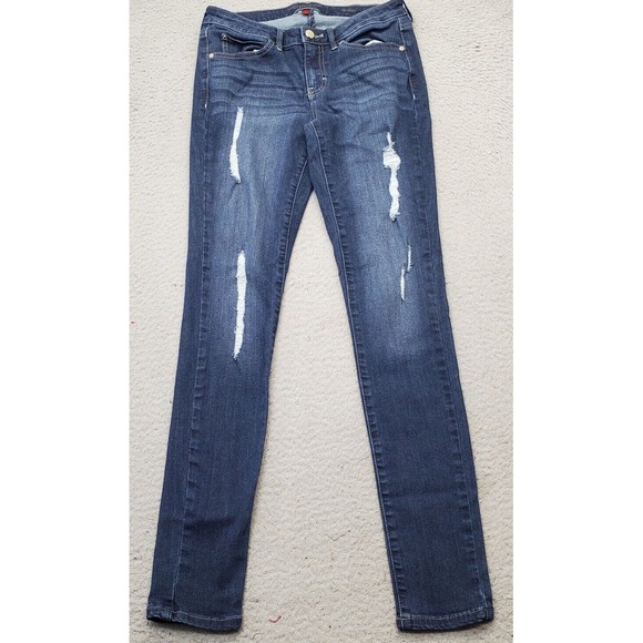 Jennifer Lopez Jeans Women 4 Blue Denim Distressed Super Skinny Whiskered Preppy - Picture 1 of 9